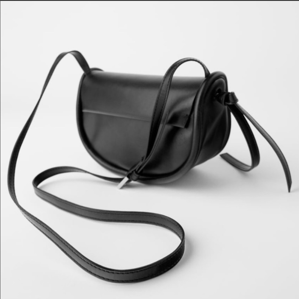 Zara black leather crossbody / shoulder bag